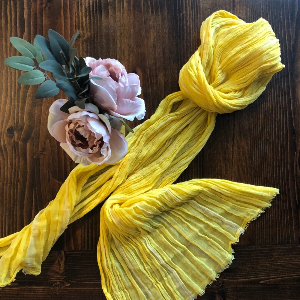 Old Navy Raw Edge Yellow Scarf